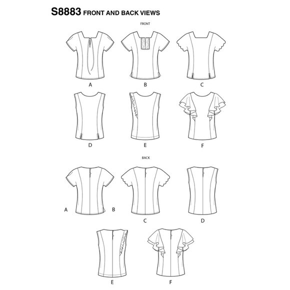 Simplicity S8883 Sewing Pattern Miss Shirt Top Neckline Sleeve Options Sz 6-14 - Picture 3 of 5